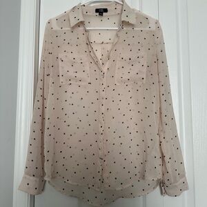 NWOT Jacob Blush pink sheer Polka Dot Blouse in size XS
